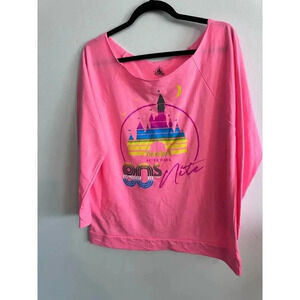 Disneyland 80’s Nite Pink Long Sleeve Workout Mousercise Sweatshirt Size XL